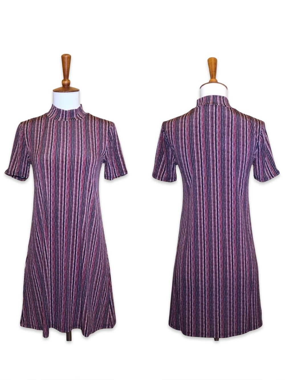 BCBGeneration stripe printed mini dress Size XS Boho Bohemian Mock neck NWT
